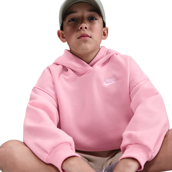 Nike NSW Club Fleece Oversized PO Hoodie - Girls' Grade School - Medium Soft Pink/Medium Soft Pink - Image 4